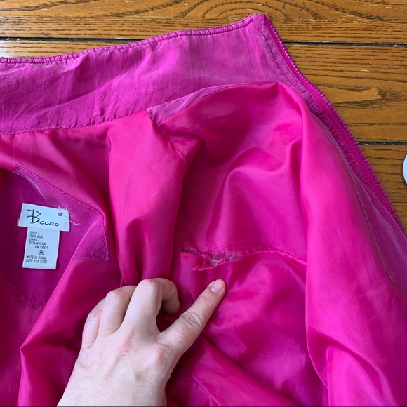 Vintage Bocoo Hot Pink 100% Silk Jacket 1980s 1990s Size Medium - Picture 14 of 15